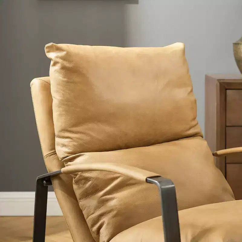 Fauteuil d'appoint confortable et luxueux en cuir véritable Art Leon