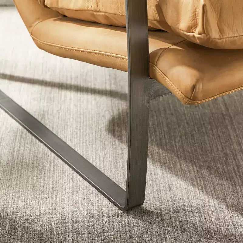 Fauteuil d'appoint confortable et luxueux en cuir véritable Art Leon
