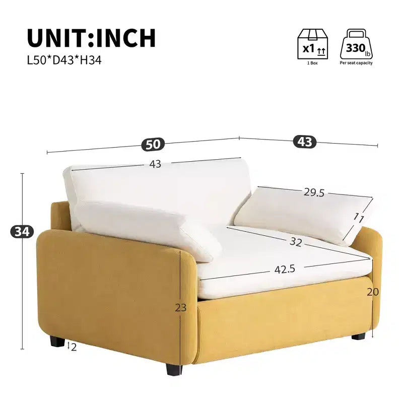 Fauteuil simple Merax en chenille surdimensionné avec assise profonde et coussins décoratifs
