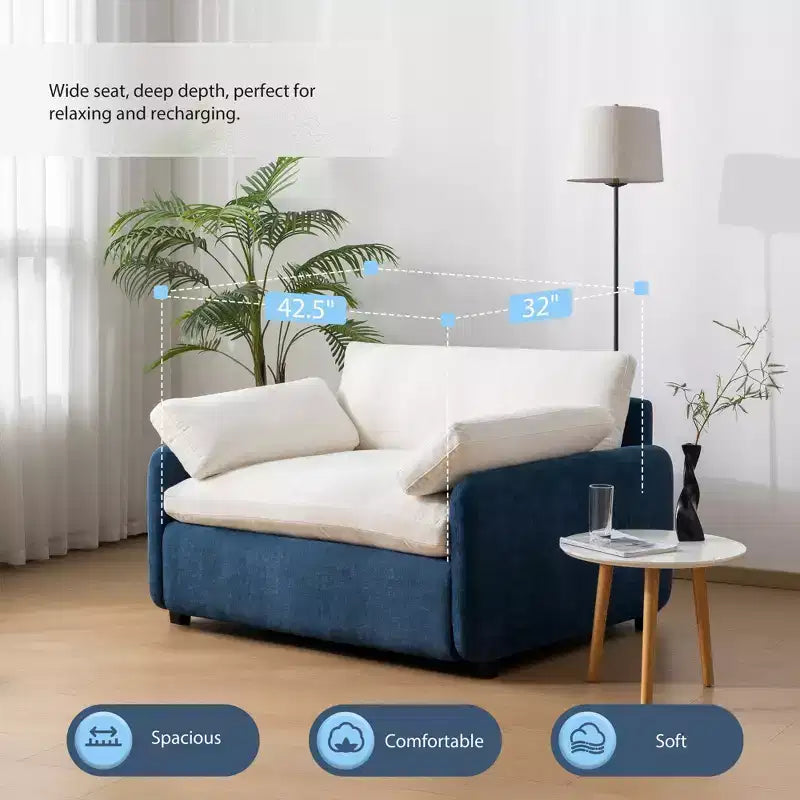 Fauteuil simple Merax en chenille surdimensionné avec assise profonde et coussins décoratifs