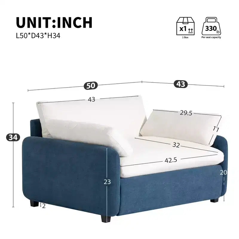 Fauteuil simple Merax en chenille surdimensionné avec assise profonde et coussins décoratifs