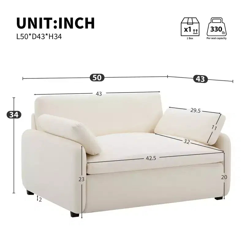 Fauteuil simple Merax en chenille surdimensionné avec assise profonde et coussins décoratifs