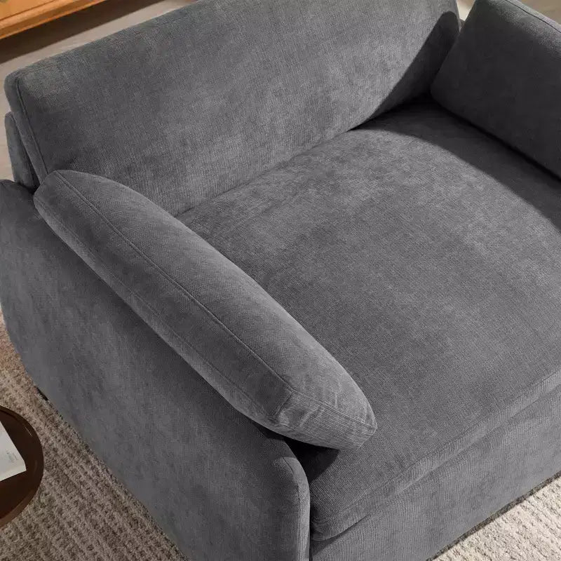 Fauteuil simple Merax en chenille surdimensionné avec assise profonde et coussins décoratifs