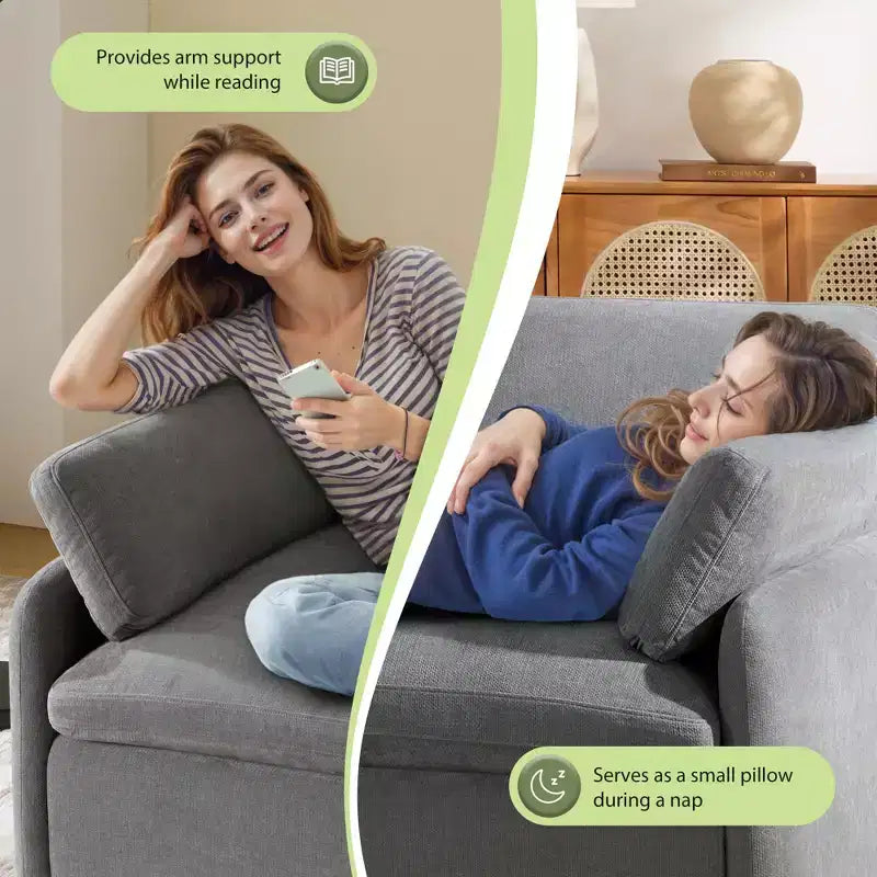 Fauteuil simple Merax en chenille surdimensionné avec assise profonde et coussins décoratifs