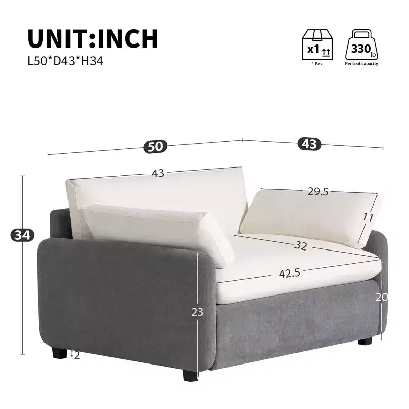 Fauteuil simple Merax en chenille surdimensionné avec assise profonde et coussins décoratifs
