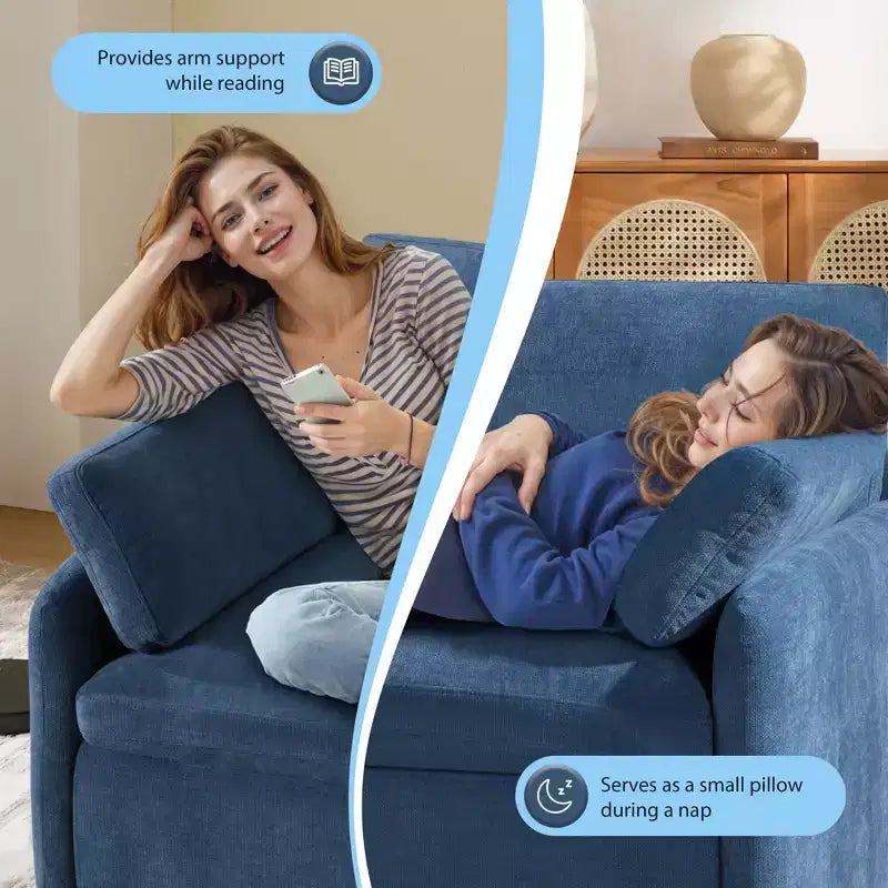 Fauteuil simple Merax en chenille surdimensionné avec assise profonde et coussins décoratifs