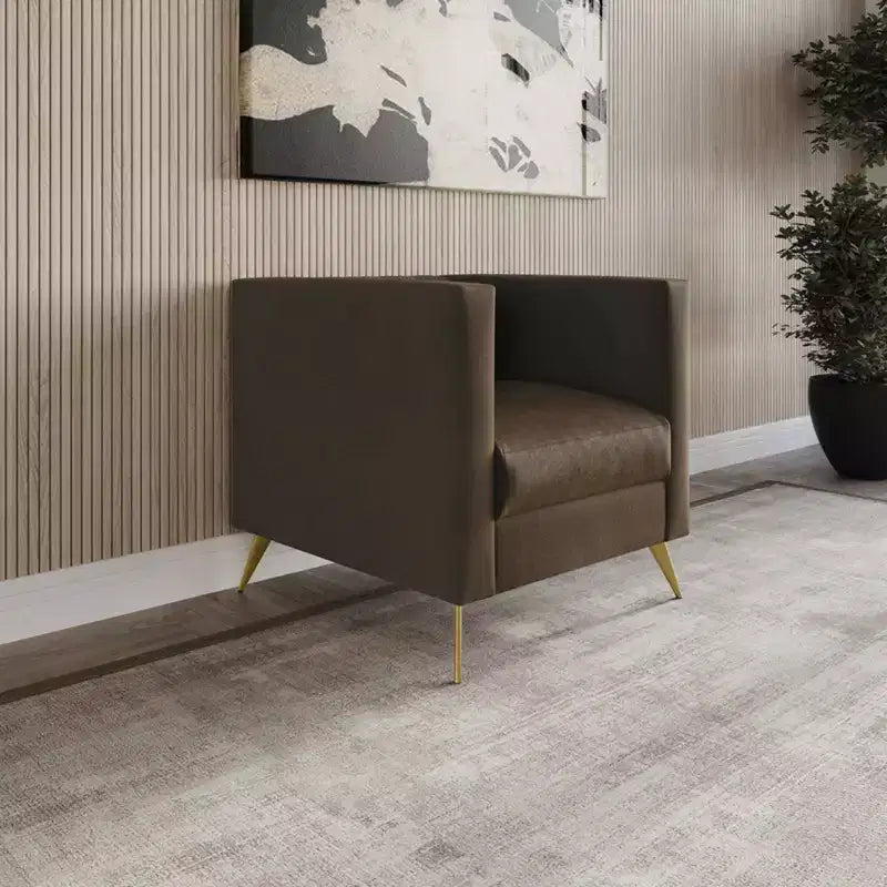 Home Design Weiss Velvet Square Arm Chair