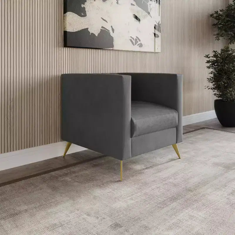 Home Design Weiss Velvet Square Arm Chair