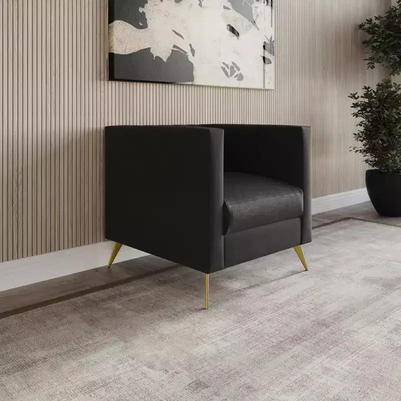 Home Design Weiss Velvet Square Arm Chair