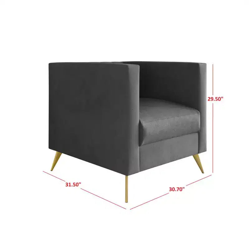Home Design Weiss Velvet Square Arm Chair