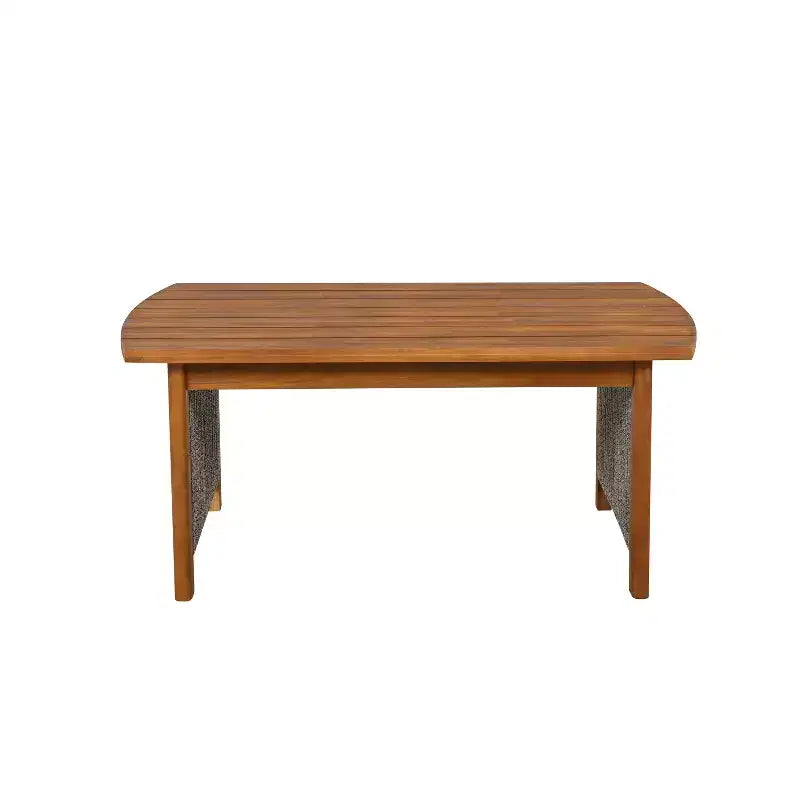 Christopher Knight Home Valentina Ensemble de conversation 5 pièces en bois d'acacia et corde tressée rustique pour terrasse avec table basse et coussins