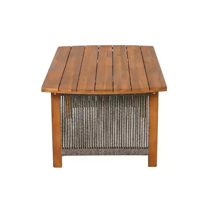 Christopher Knight Home Valentina Ensemble de conversation 5 pièces en bois d'acacia et corde tressée rustique pour terrasse avec table basse et coussins