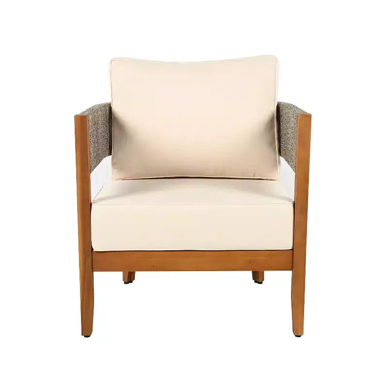 Christopher Knight Home Valentina Ensemble de conversation 5 pièces en bois d'acacia et corde tressée rustique pour terrasse avec table basse et coussins