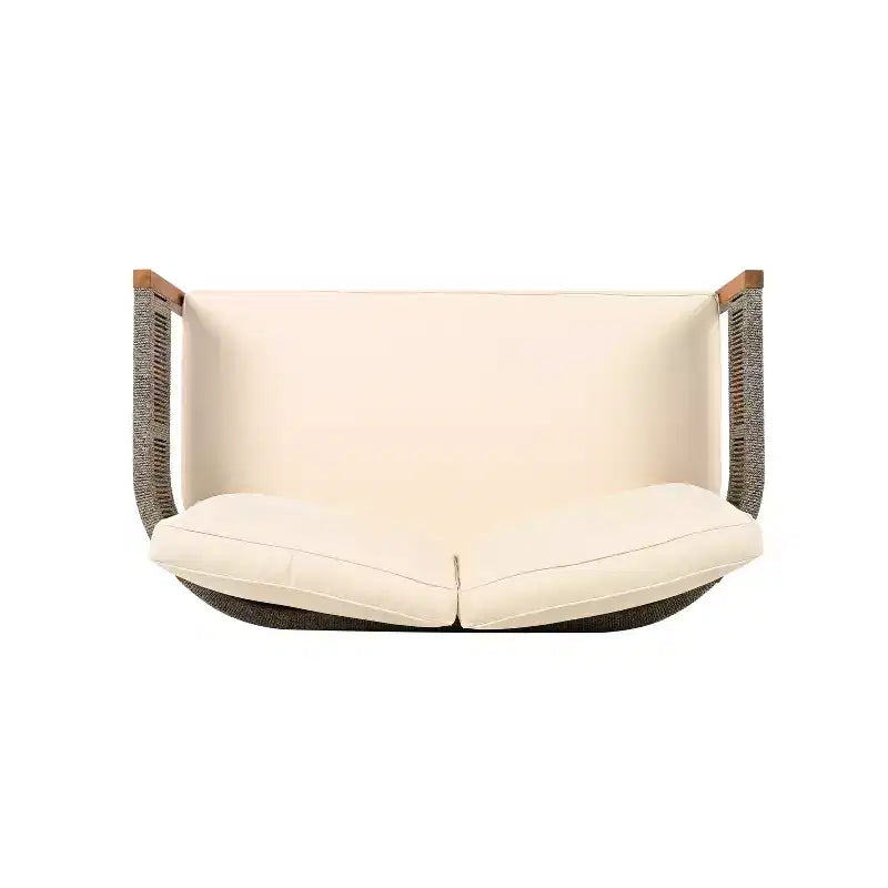 Christopher Knight Home Valentina Ensemble de conversation 5 pièces en bois d'acacia et corde tressée rustique pour terrasse avec table basse et coussins