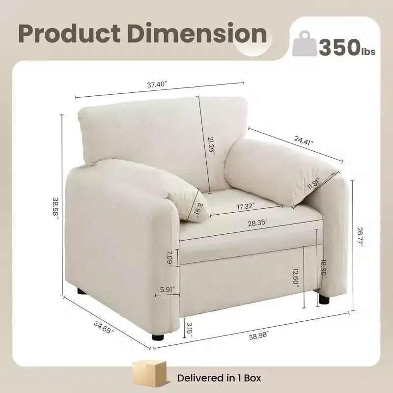 GDFStudio Caroline, fauteuil d'appoint moderne 39 po, rembourré en chenille