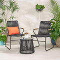 Christopher Knight Home Maggie Outdoor 2 Seater Rope Weave Chairs with Tempered Glass Table