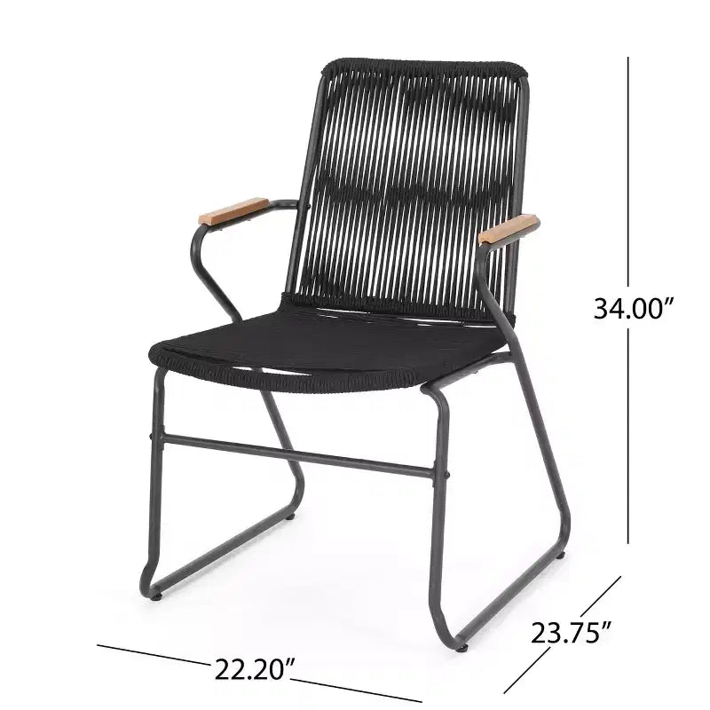 Christopher Knight Home Maggie Outdoor Ensemble de 2 chaises en corde tressée avec table en verre trempé
