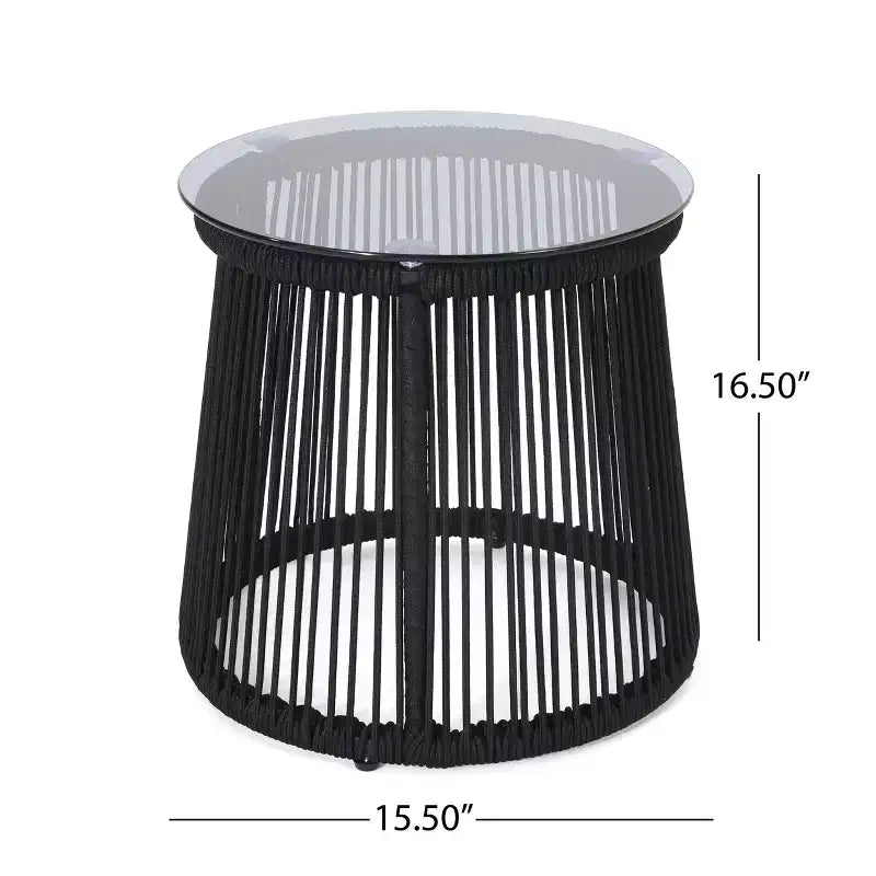 Christopher Knight Home Maggie Outdoor Ensemble de 2 chaises en corde tressée avec table en verre trempé