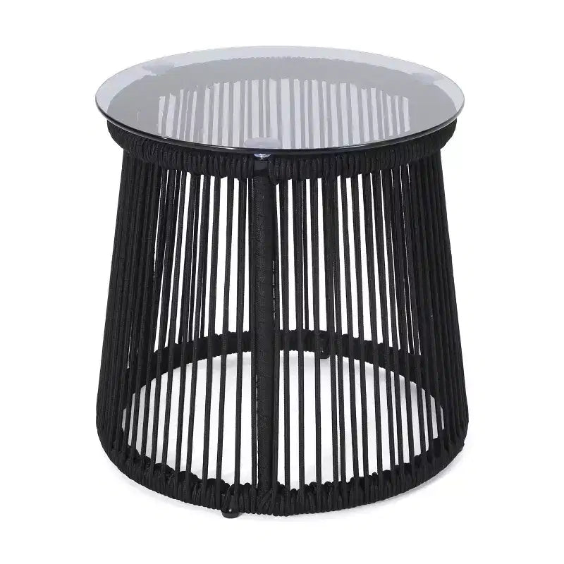 Christopher Knight Home Maggie Outdoor Ensemble de 2 chaises en corde tressée avec table en verre trempé