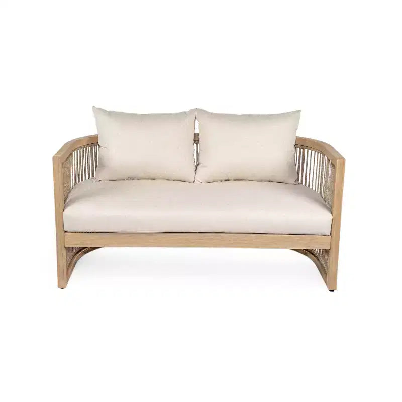 Christopher Knight Home Joplin Salon de jardin d'extérieur 5 pièces en bois d'acacia et corde avec coussins et foyer rond