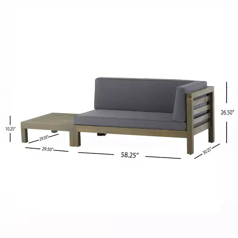 Christopher Knight Home Oana – Canapé à accoudoir droit et table basse d'extérieur en bois d'acacia avec coussin