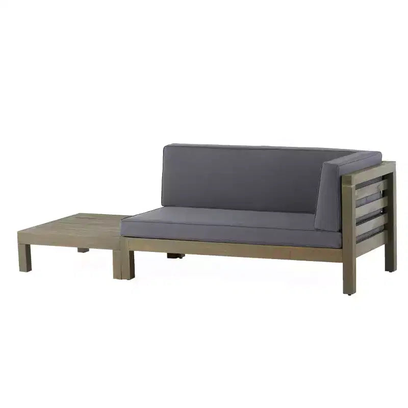 Christopher Knight Home Oana – Canapé à accoudoir droit et table basse d'extérieur en bois d'acacia avec coussin