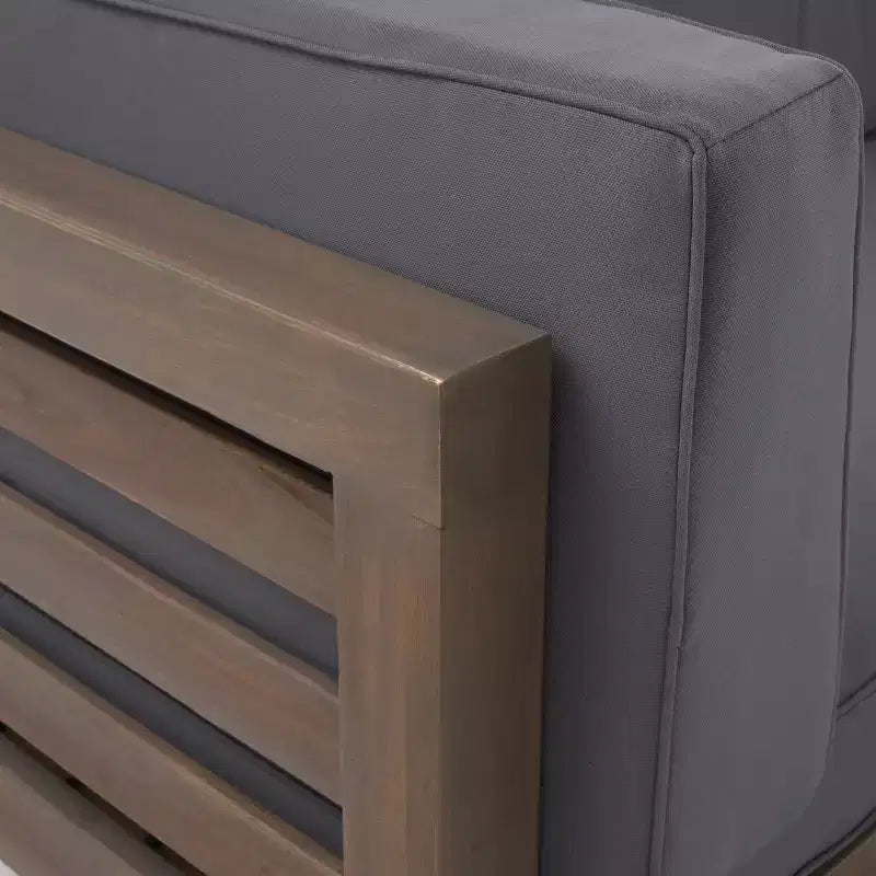 Christopher Knight Home Oana – Canapé à accoudoir droit et table basse d'extérieur en bois d'acacia avec coussin