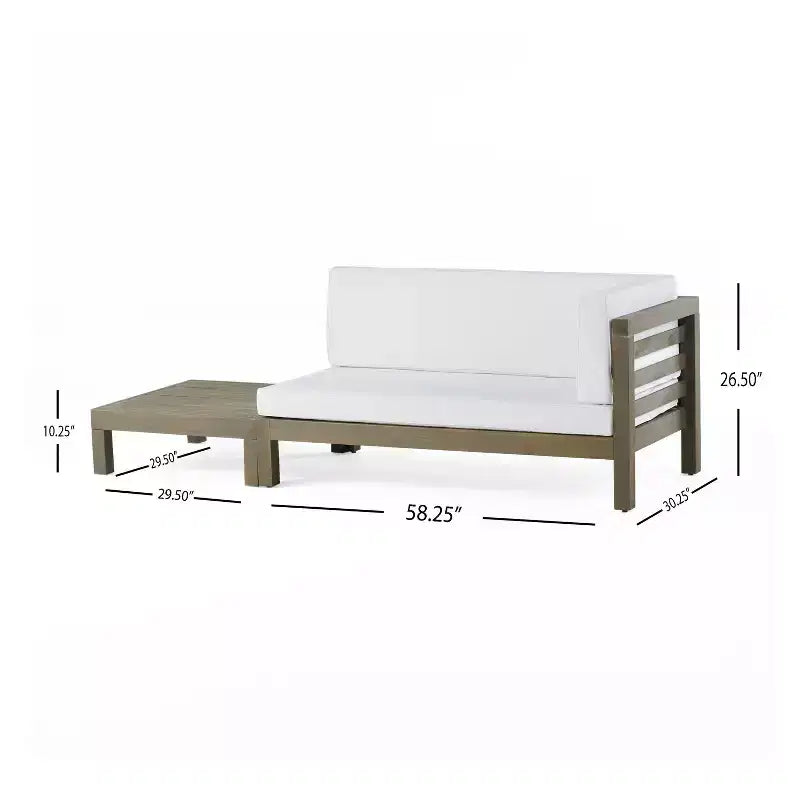 Christopher Knight Home Oana – Canapé à accoudoir droit et table basse d'extérieur en bois d'acacia avec coussin