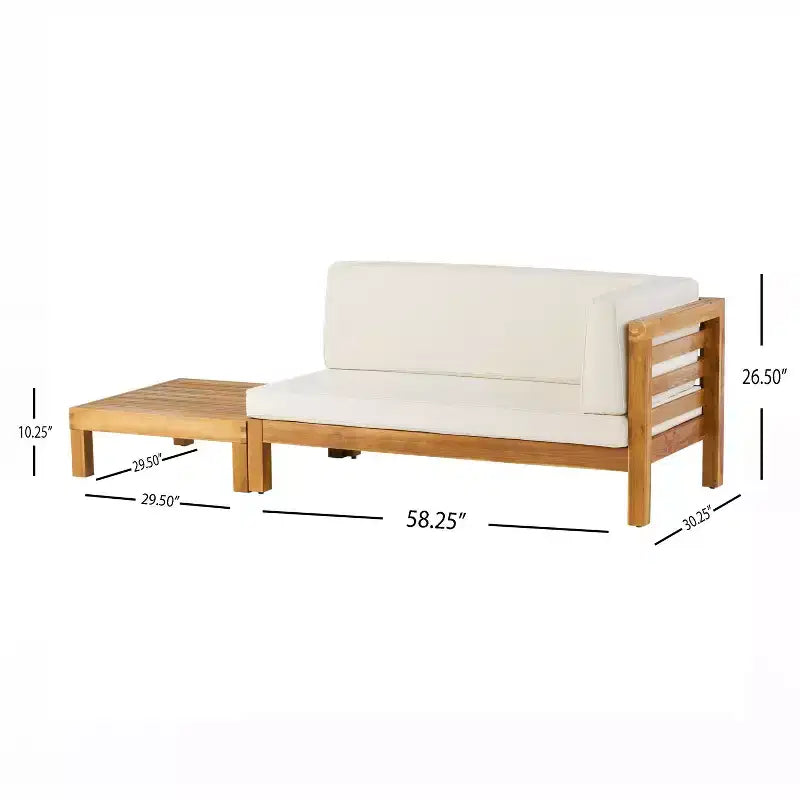 Christopher Knight Home Oana – Canapé à accoudoir droit et table basse d'extérieur en bois d'acacia avec coussin