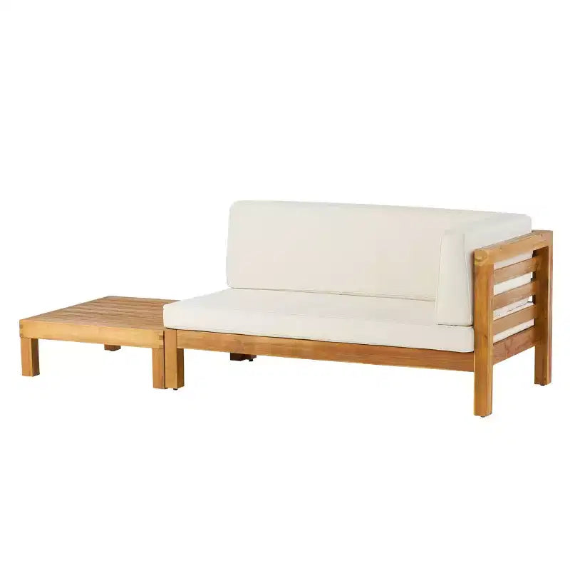 Christopher Knight Home Oana – Canapé à accoudoir droit et table basse d'extérieur en bois d'acacia avec coussin