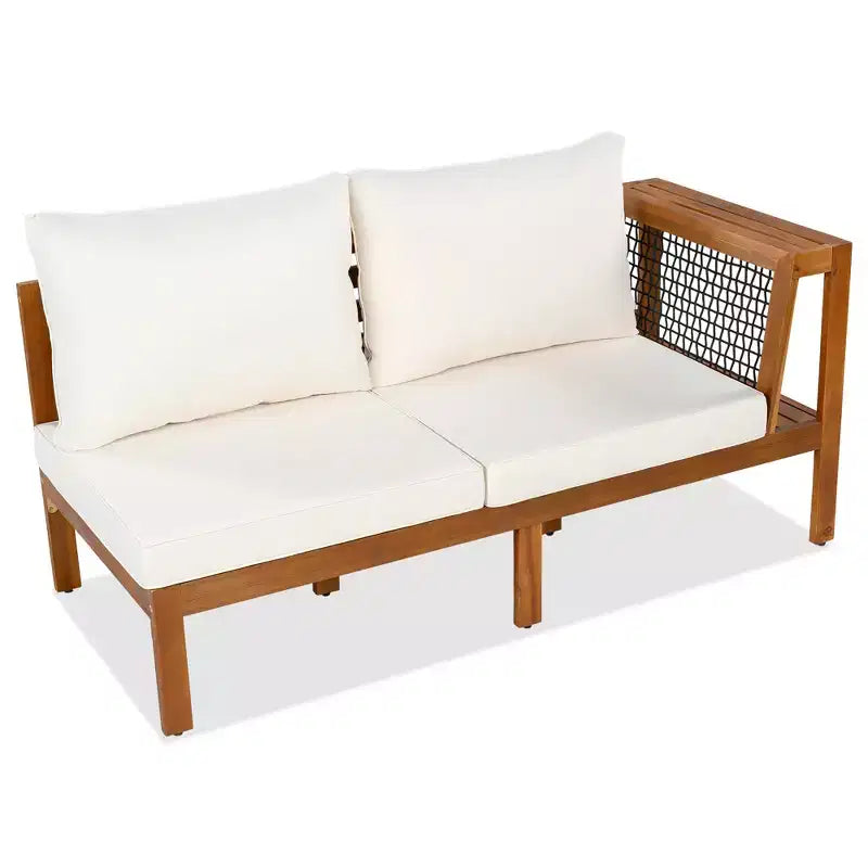 Ensemble de canapés de jardin 4 pièces en bois d'acacia Merax avec table basse et pieds réglables
