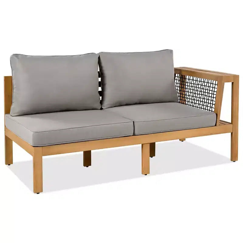 Ensemble de canapés de jardin 4 pièces en bois d'acacia Merax avec table basse et pieds réglables