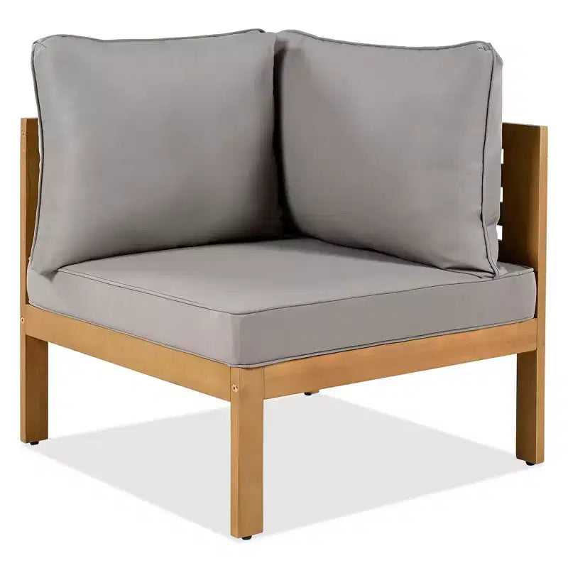 Ensemble de canapés de jardin 4 pièces en bois d'acacia Merax avec table basse et pieds réglables