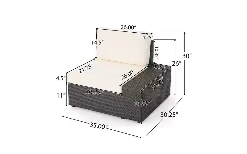 GDFStudio Lauren Ensemble de 12 Meubles d'Extérieur en Rotin Tressé avec Table et Coussins