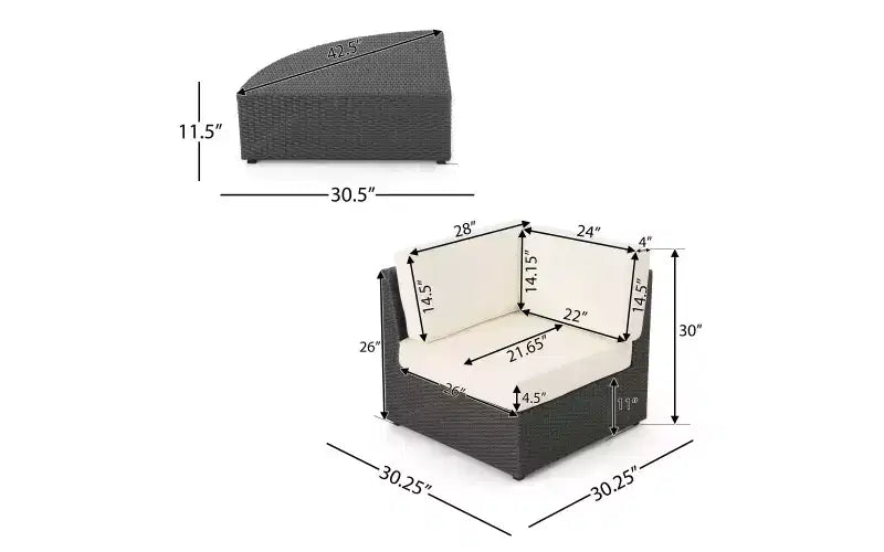 GDFStudio Lauren Ensemble de 12 Meubles d'Extérieur en Rotin Tressé avec Table et Coussins