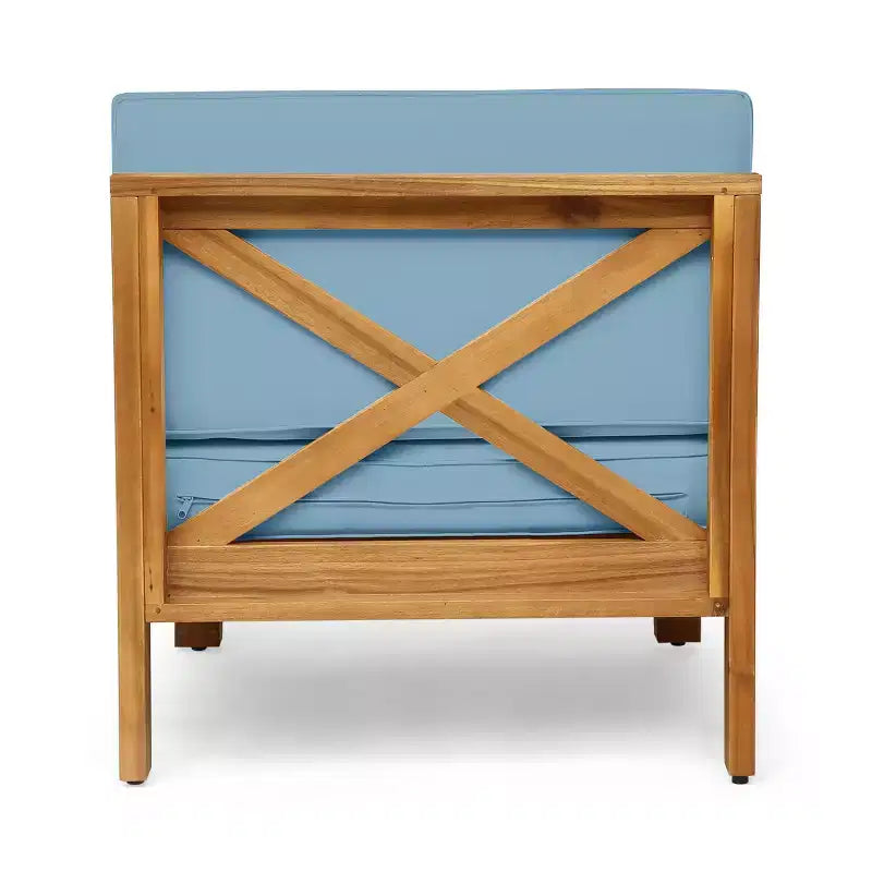 Christopher Knight Home Brava Canapé d'angle d'extérieur 5 places en bois d'acacia avec coussins