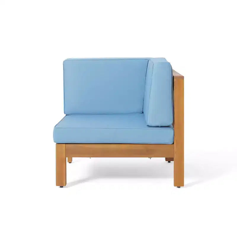 Christopher Knight Home Brava Canapé d'angle d'extérieur 5 places en bois d'acacia avec coussins