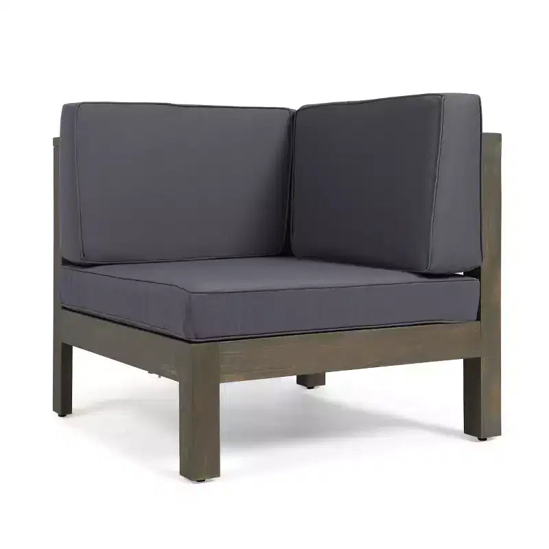 Christopher Knight Home Brava Canapé d'angle d'extérieur 5 places en bois d'acacia avec coussins