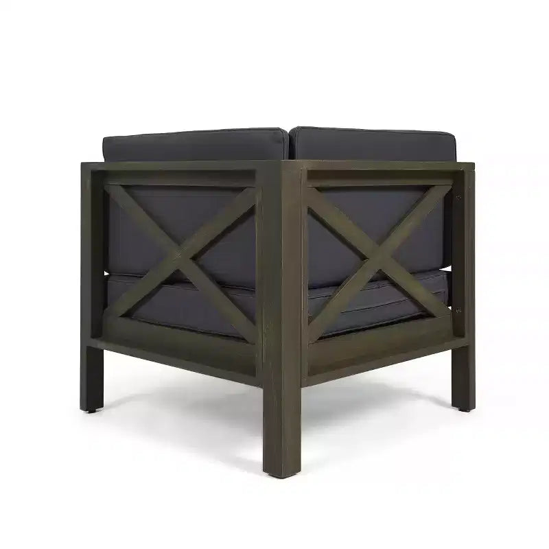 Christopher Knight Home Brava Canapé d'angle d'extérieur 5 places en bois d'acacia avec coussins