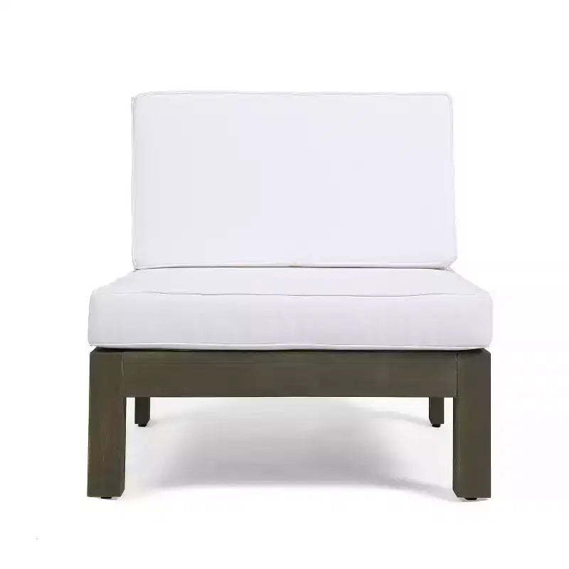 Christopher Knight Home Brava Canapé d'angle d'extérieur 5 places en bois d'acacia avec coussins