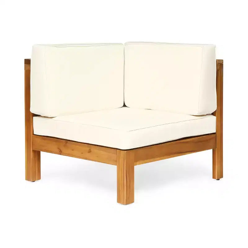 Christopher Knight Home Brava Canapé d'angle d'extérieur 5 places en bois d'acacia avec coussins