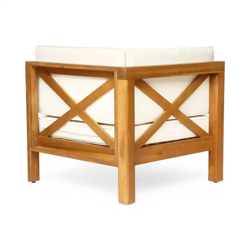 Christopher Knight Home Brava Canapé d'angle d'extérieur 5 places en bois d'acacia avec coussins