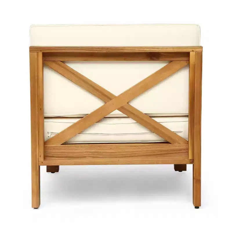 Christopher Knight Home Brava Canapé d'angle d'extérieur 5 places en bois d'acacia avec coussins