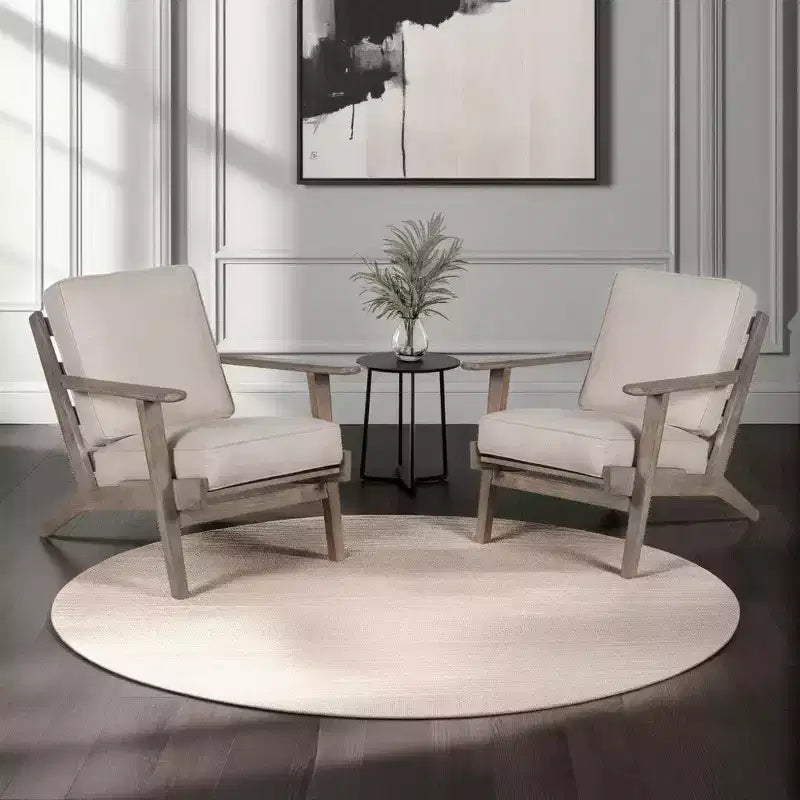 Royal Hampton Handcrafted Mango Wood Accent Chair with Cushioned Seat and Angled Legs