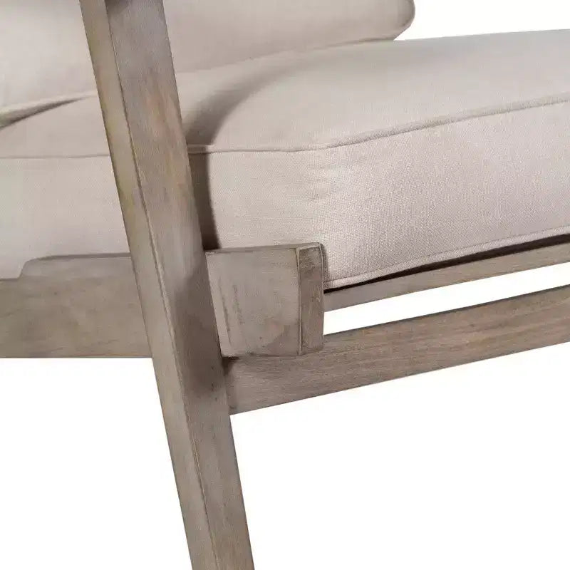 Royal Hampton Handcrafted Mango Wood Accent Chair with Cushioned Seat and Angled Legs