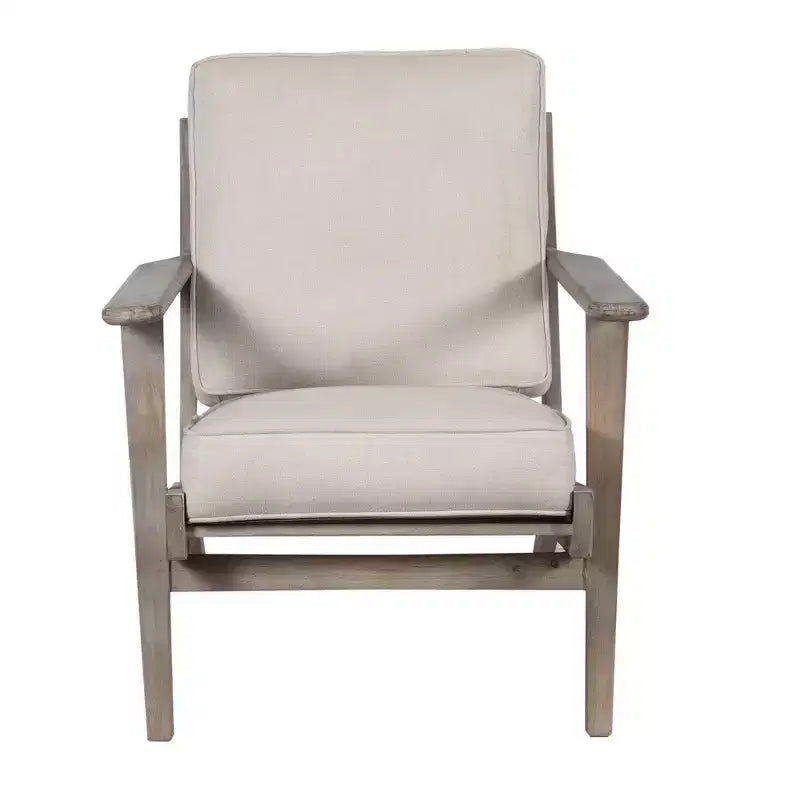 Royal Hampton Handcrafted Mango Wood Accent Chair with Cushioned Seat and Angled Legs