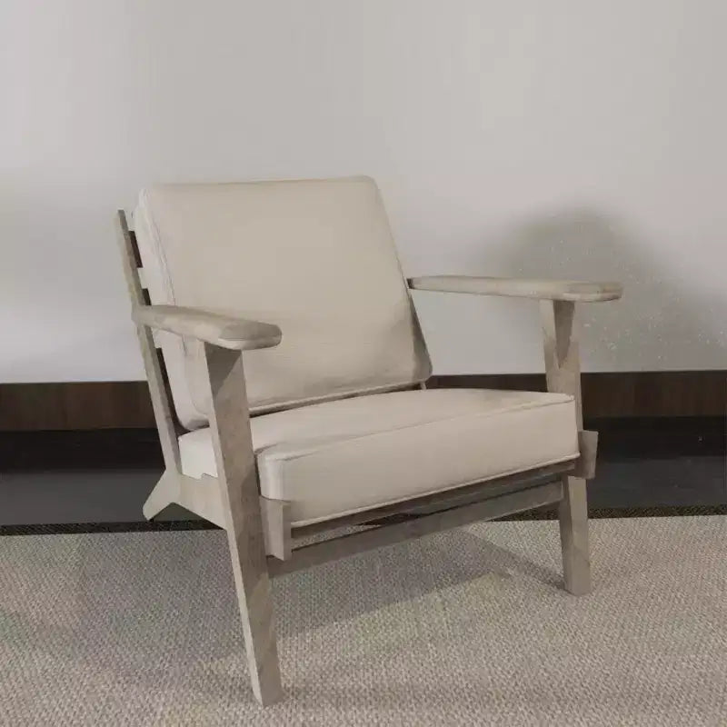 Royal Hampton Handcrafted Mango Wood Accent Chair with Cushioned Seat and Angled Legs