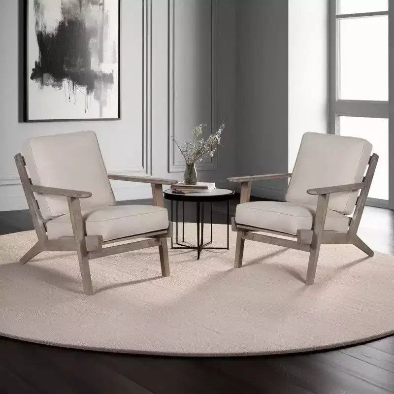Royal Hampton Handcrafted Mango Wood Accent Chair with Cushioned Seat and Angled Legs