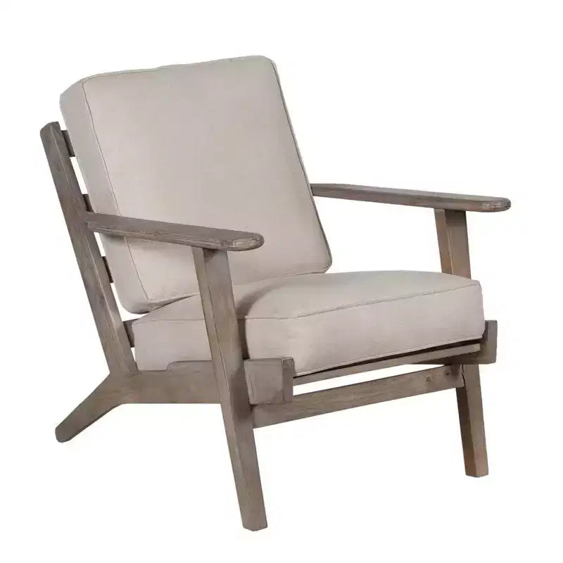 Royal Hampton Handcrafted Mango Wood Accent Chair with Cushioned Seat and Angled Legs