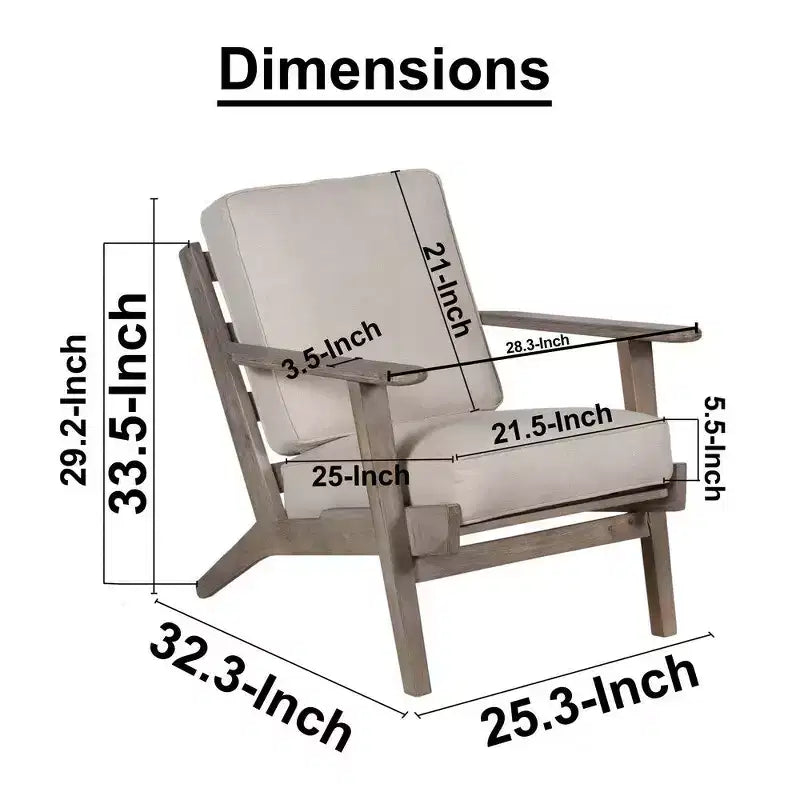 Royal Hampton Handcrafted Mango Wood Accent Chair with Cushioned Seat and Angled Legs